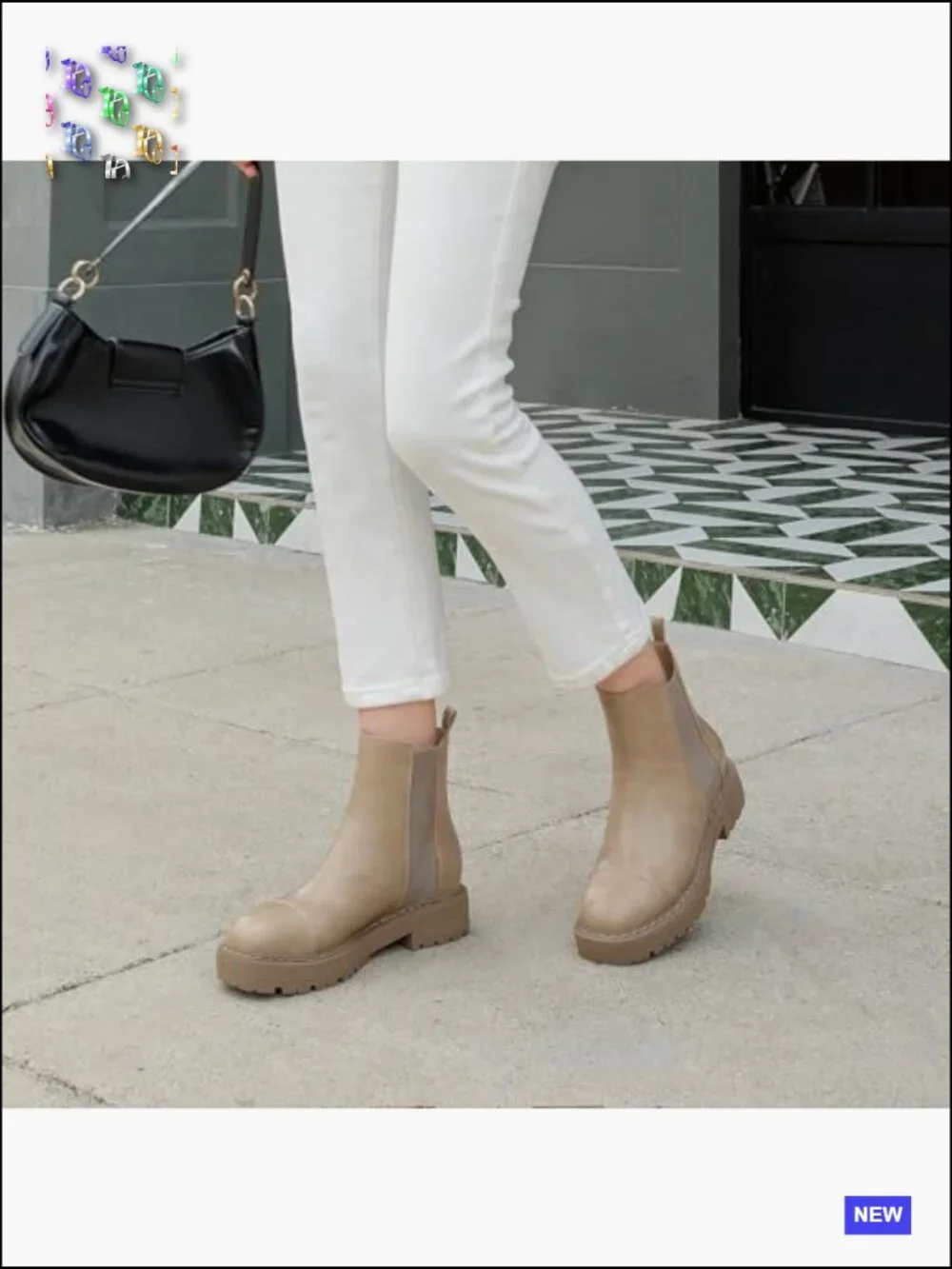 Chelsea Boots Platform Chunky Heel Slip On Elastic Lug Sole Ankle Booties